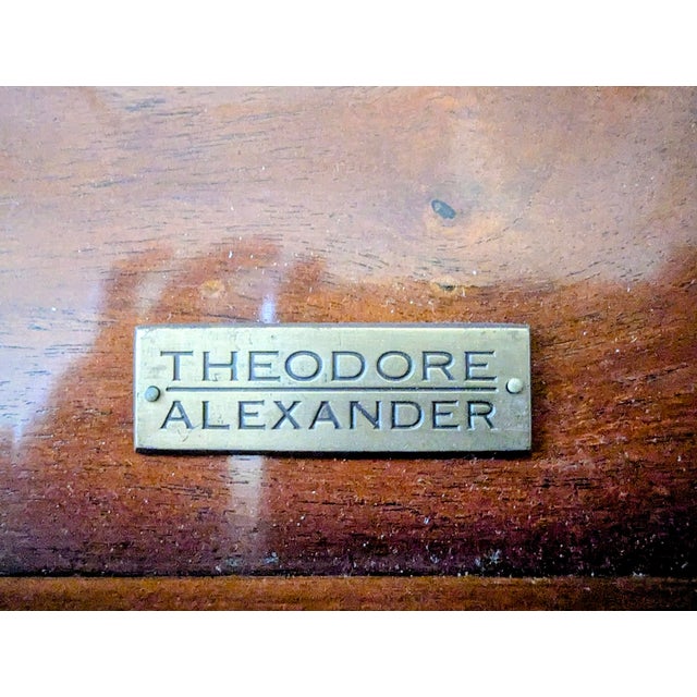 1930s Theodore Alexander Neoclassical Style Exotic Wood and Brass Umbrella Stand/Cabinet With Etched Glass Cabinets for Additional Storage For Sale - Image 11 of 11