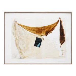 1998 White and Brown Abstract Mixed Media Painting by Yigal Ozeri, Framed