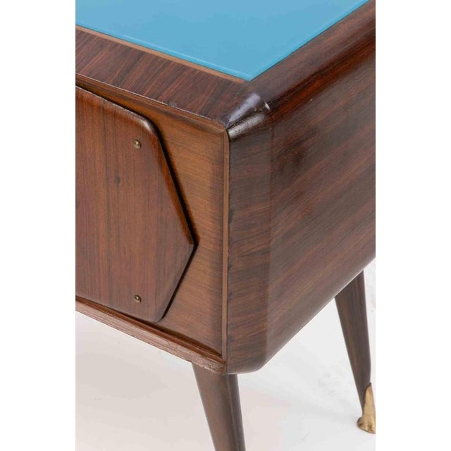 1950s Vintage Italian Night Tables in Wood and Art Glass, 1950s, Set of 2 For Sale - Image 5 of 9