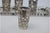 Glass Cups with Cut-Out Silver Application and Tray with Trim, Set of 10, in Good conditions.