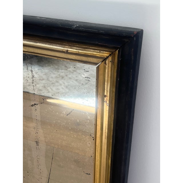 Early 20th Century Early 20th Century Black & Giltwood Mirror With Foxed Glass For Sale - Image 5 of 10