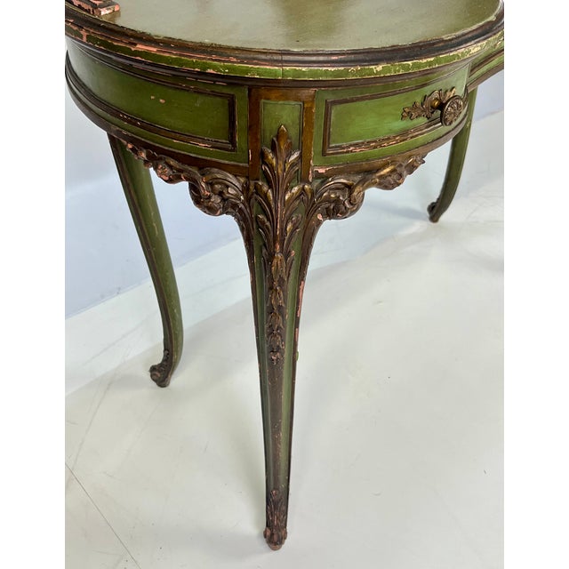 Green Vintage Italian Venetian Painted Kidney-Shaped Writing Desk or Vanity For Sale - Image 8 of 18