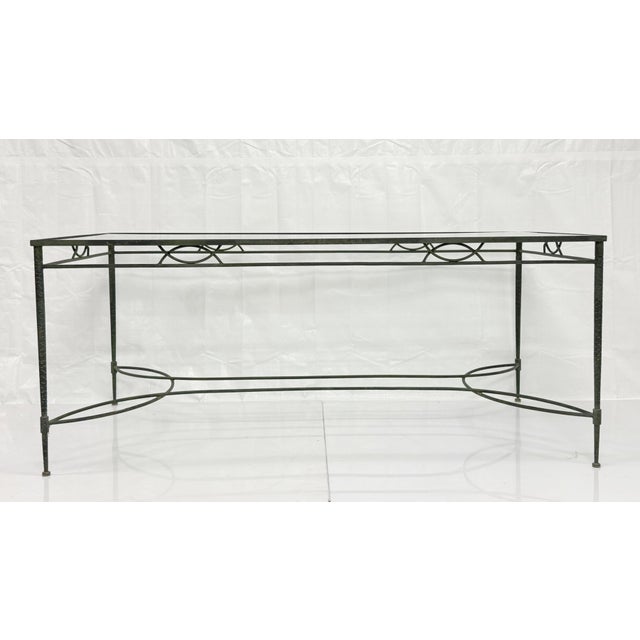 Mid-Century Modern 1970s Mario Papperzini for Salterini Wrought Iron Patio Dining Table With Glass Top For Sale - Image 3 of 18