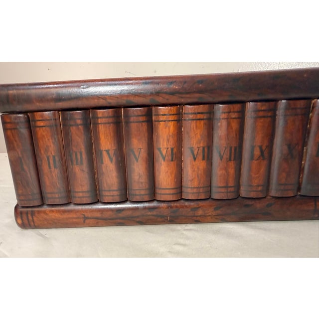 Antique 19th Century Handmade Inlaid Marquetry Wood Book Shelf Jewelry Box For Sale - Image 4 of 12