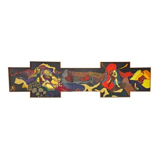 C. 1960s Psychedelic Twelve Foot Lonng Diptych Abstract Shaped Canvas Painting For Sale