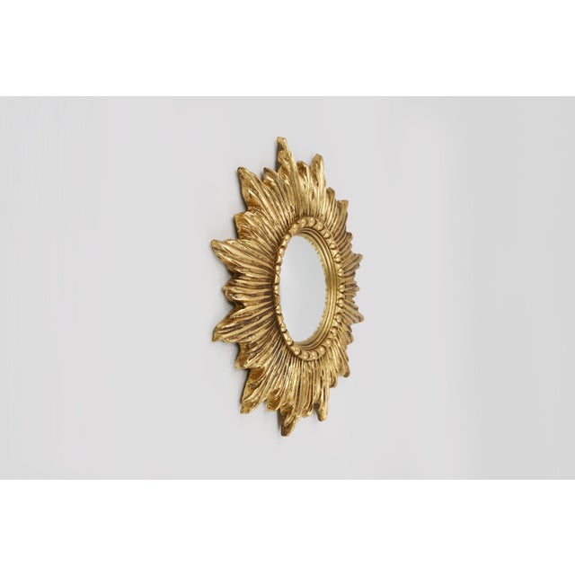 Mid-Century Modern Gold Sunburst Convex Mirror in Resin, France, 1960s For Sale - Image 3 of 11