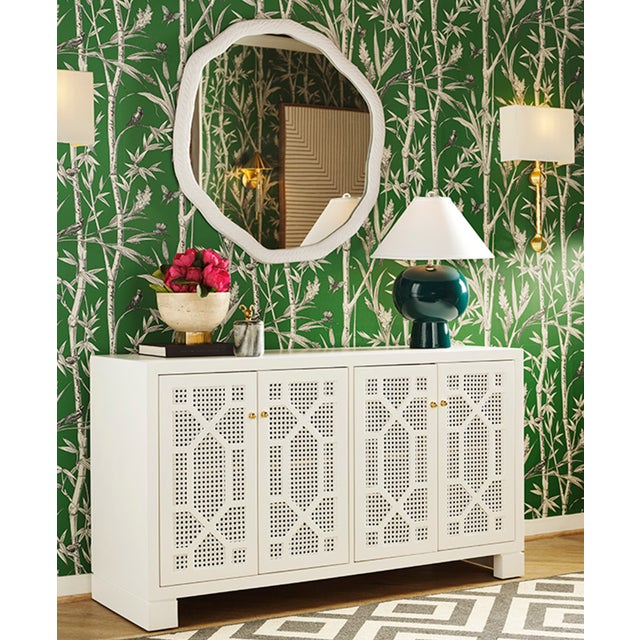 Contemporary Matthew Izzo Home Cadence White Metal Round Wall Mirror For Sale - Image 3 of 4