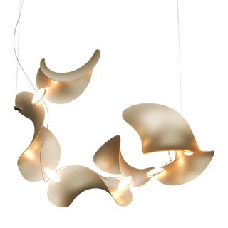 Dune 6 Spiral Chandelier with Shades in Gold Metallic Tone by Daniel Becker for Moss Objects For Sale