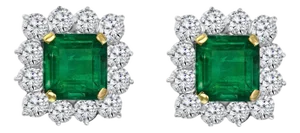 AGL Certified Insignificant Traditional 5 ct Colombian Emerald Diamond Earrings
