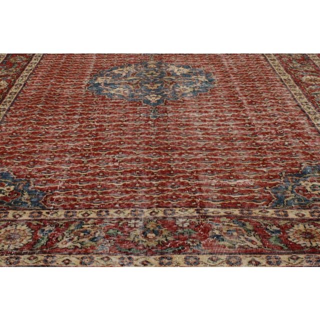 Mid 20th Century Mid 20th Century Rustic Vintage Turkish Sivas Rug 06'07 X 10'01 For Sale - Image 4 of 5