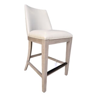 Bernhardt Light Gray Leather Counter Stool For Sale