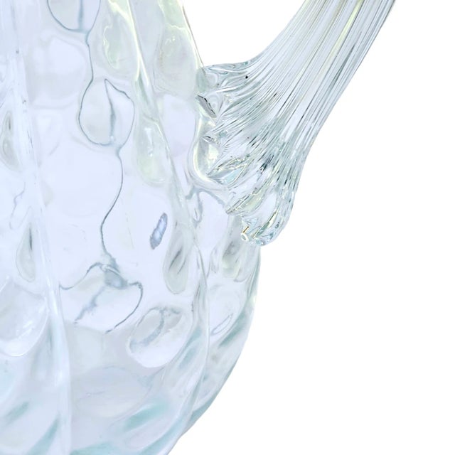 Green Hand Blown Green Glass Bubble Pitcher/Jug For Sale - Image 8 of 12