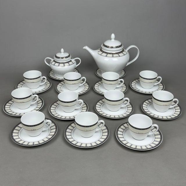 Vintage Blue Porcelain Paris III Millennium Gold Coffee Service by Pierre Cardin, 1990s, Set of 26 For Sale - Image 12 of 12