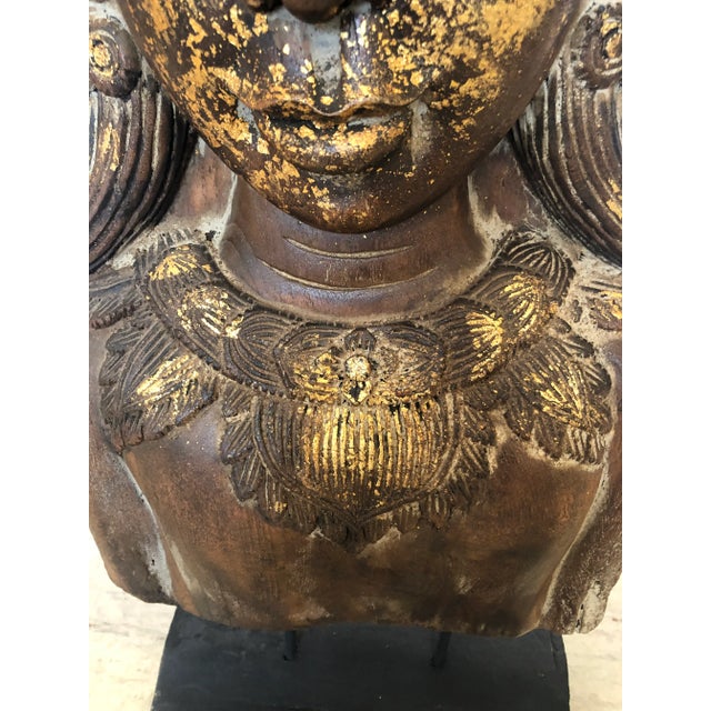 Large Giltwood Thai Goddess Sculpture For Sale - Image 4 of 11