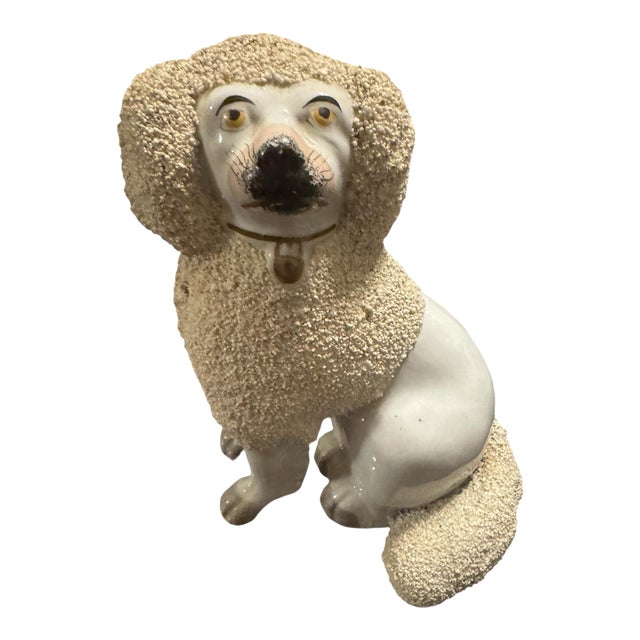 Antique 19th Century English Staffordsire Ceramic Poodle For Sale