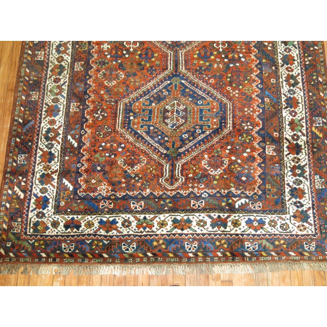 Rustic Tribal Antique Shiraz Rug For Sale - Image 3 of 8
