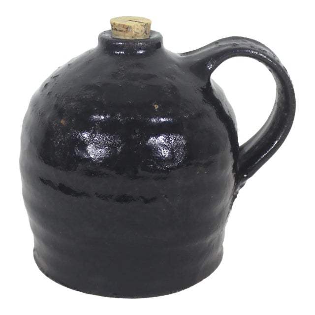 Vintage Black Beehive Stoneware Jug For Sale