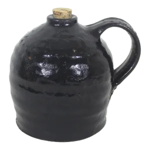 Vintage Black Beehive Stoneware Jug With Cork