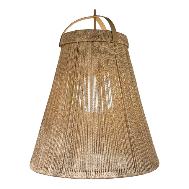 Currey & Company Organic Modern Natural Rope Large Parnell Pendant For Sale