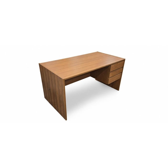 Mid-Century Modern Two-Piece Teak Executive Desk With Locking Drawers and File Cabinet For Sale In Baltimore - Image 6 of 11