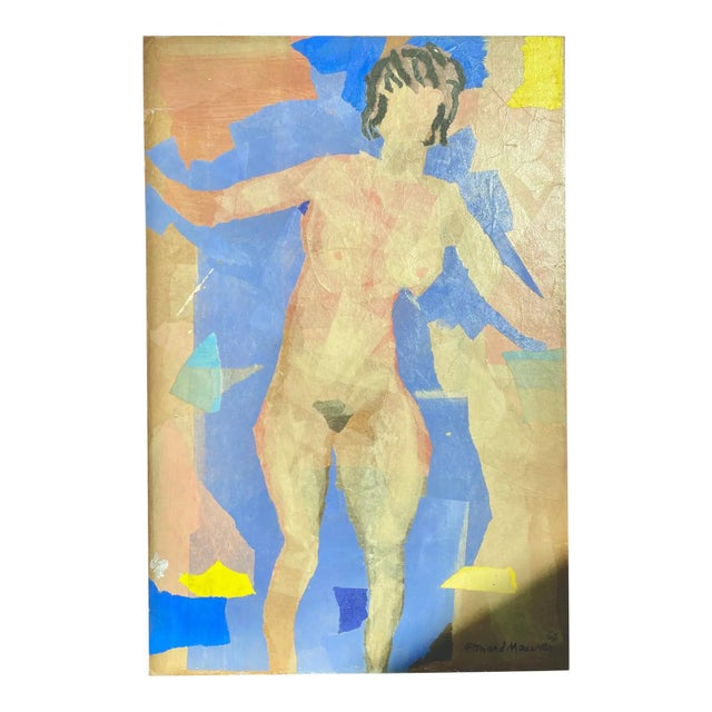 1969 "Nude" Abstract Figurative Mixed-Media Collage by Leonard Maurer For Sale - Image 4 of 7