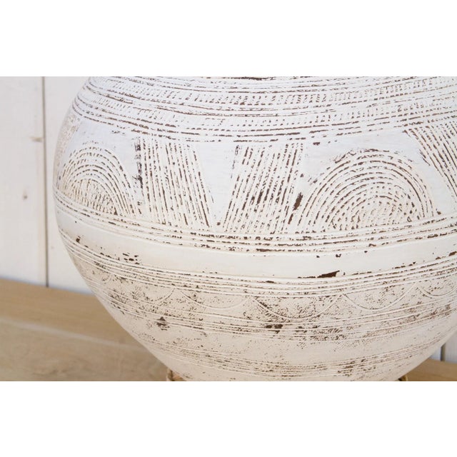 Whitewash African Antique Clay Pot For Sale In Los Angeles - Image 6 of 10