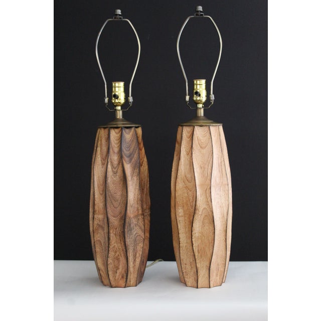 Mid 20th Century Weatwood Studio Style Carved Waknut - a Pair For Sale - Image 12 of 12