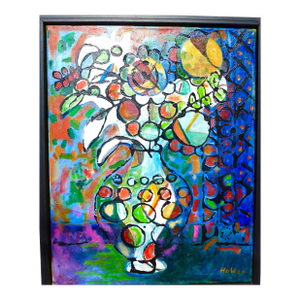 "Stained Glass Vase" Contemporary Oil Painting by Martha Holden, Framed