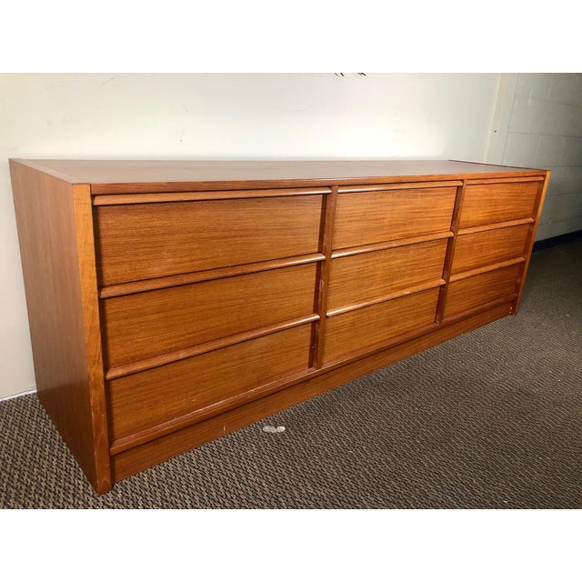 Mid Century Modern Danish Teak Lowboy 9 Drawer Dresser by Jesper Chairish