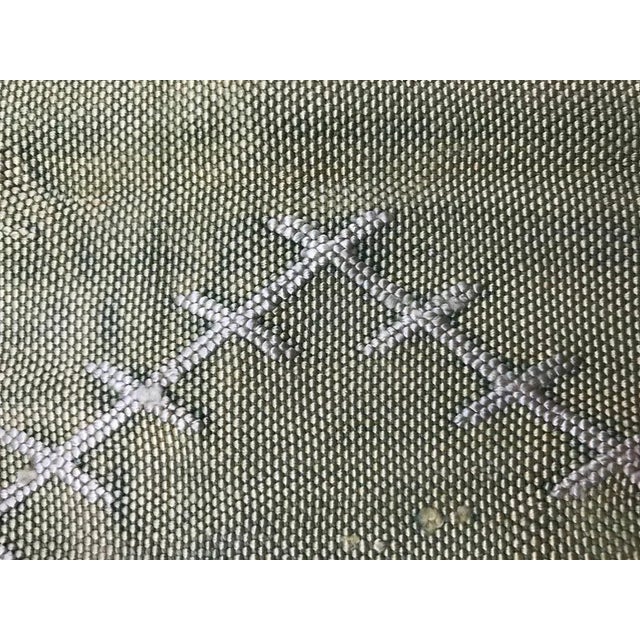 Green Native Moroccan Flat Silk Rug For Sale - Image 8 of 10