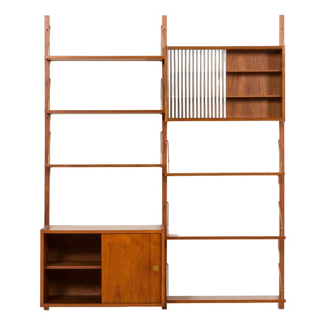 PS System Teak Wall Unit by Preben Sorensen for Randers Møbelfabrik, Denmark, 1960s For Sale