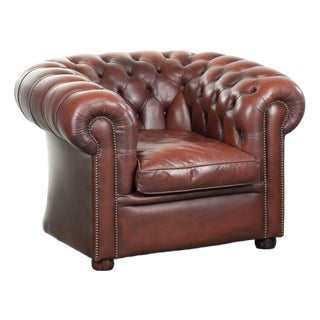 Chesterfield Club Chair in Cowhide For Sale