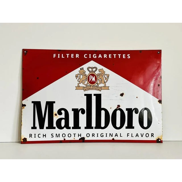 Vintage Marlboro Metal Sign, 1950s For Sale - Image 12 of 12