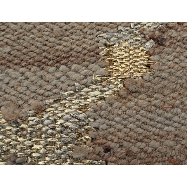 Hand Knotted Jute and Gold Foiled Papercord Rug, 1980s For Sale - Image 13 of 15