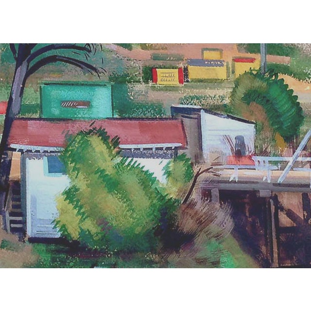 American Early 20th Century California Industrial Landscape Watercolor Painting, Framed For Sale - Image 3 of 4