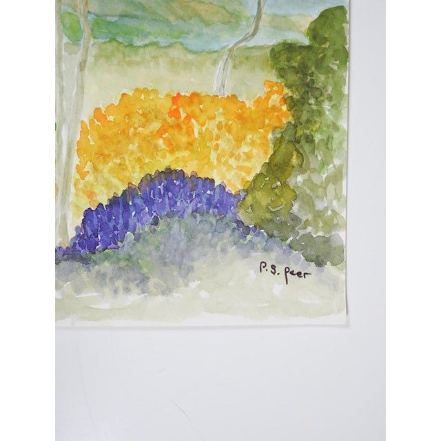 Late 20th century watercolor on paper painting of coastal landscape. Signed P. Speer lower right corner. Unframed.