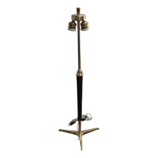 Leather-Covered Brass Table Lamp by Jacques Adnet, 1970s For Sale