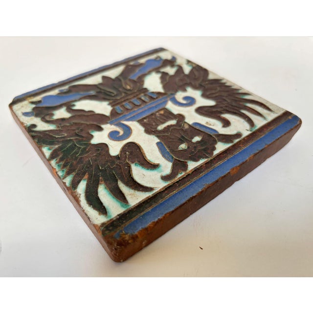 Antique Spanish Triana Tile, Seville Spain Mudejar Grotesque Motif For Sale - Image 10 of 11
