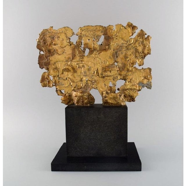 Gold Large Gold Metal on Marble Plinth Sculpture For Sale - Image 8 of 9