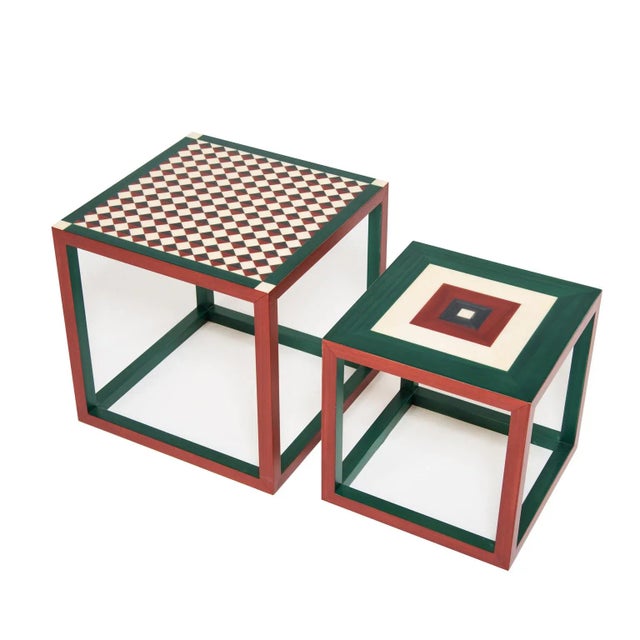 Partenope Coffee Tables in Sr & Qr Pattern Marquetry by Architetti Artigiani Anonimi, Set of 2 For Sale - Image 4 of 4