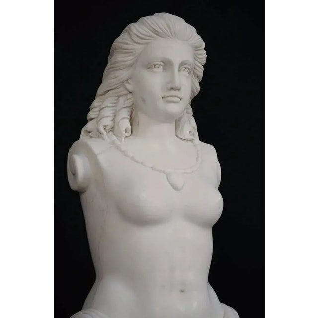 Neoclassical Early 20th Century Neoclassical Style Carved Italian Carrara Marble Female Torso Statues - a Pair For Sale - Image 3 of 10