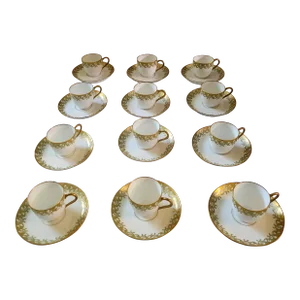 Antique GD&Cie Limoges for A. W. Grant Gilded Demitasse Cups Set- 24 Pieces