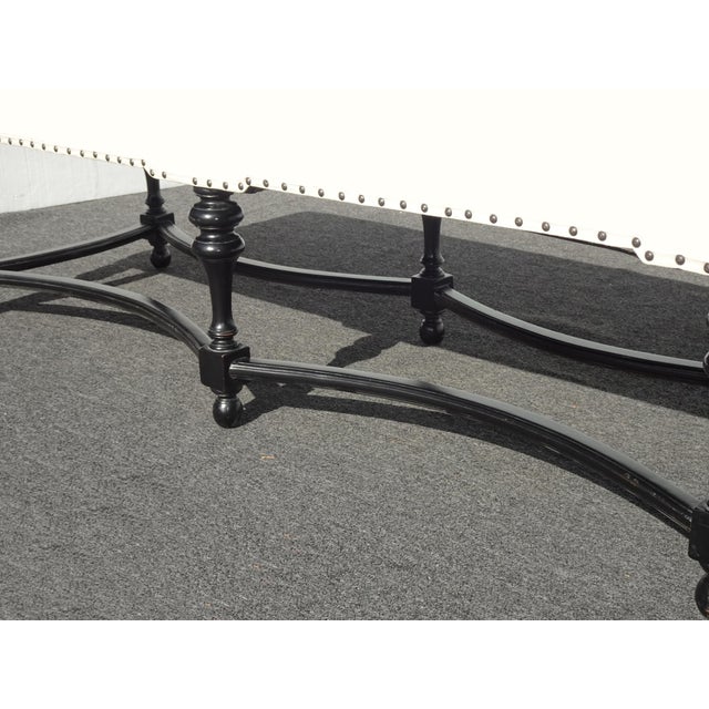 Modern White Bed Side Bench With Curved Black Base & Designer Fabric For Sale - Image 4 of 11