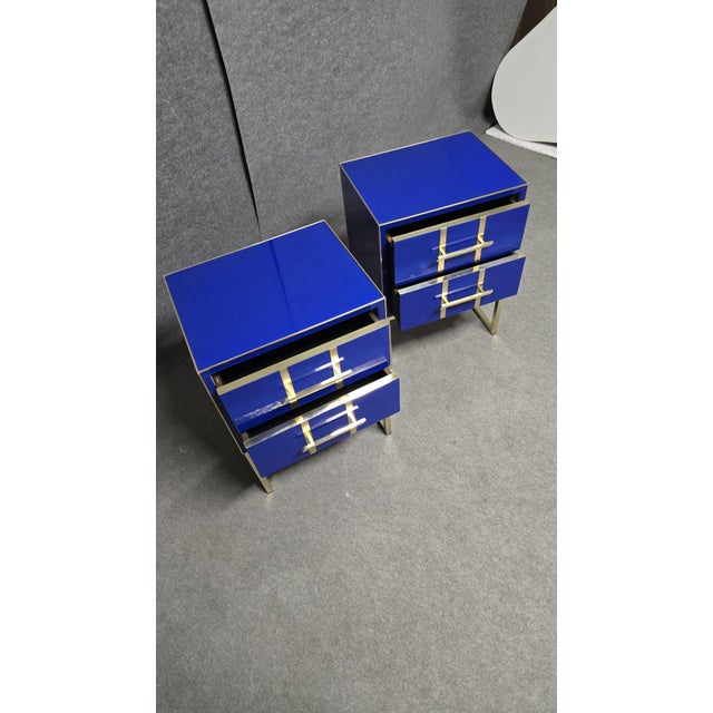 Blue Murano Glass Bedside Tables from Justfurnituress SRL, Set of 2 For Sale - Image 10 of 12