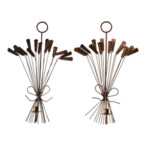 Italian Style Sheaves of Wheat Mid-Century Sculptural Wall Mount Candle Holders Sconces-a Pair