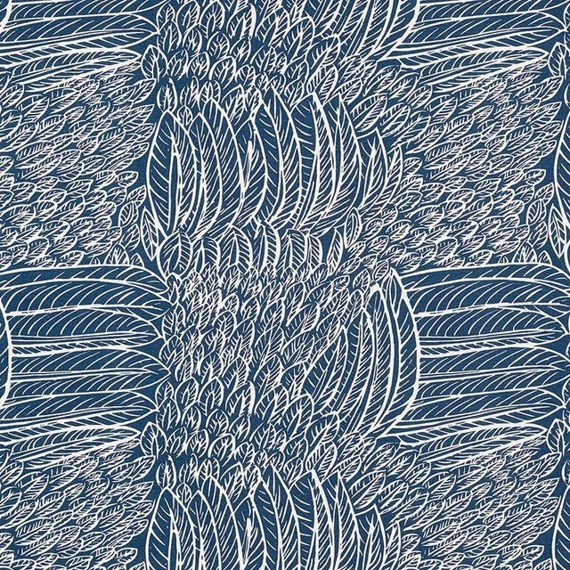 Sample- Schumacher Featherfest Fabric in Navy For Sale