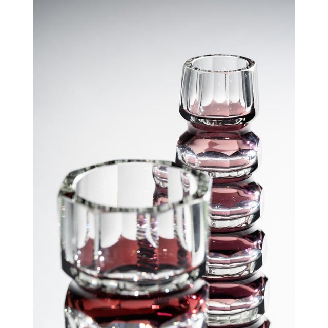 Maroon Ruby Red Block Vases from Ilm-Kristall, East Germany, 1970s, Set of 2 For Sale - Image 8 of 18