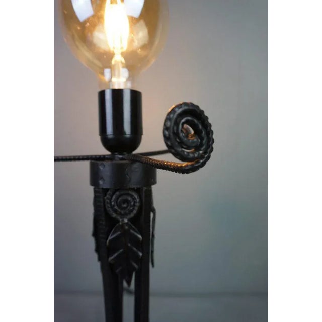 Art Deco French Wrought Iron Table Lamp by Charles Schneider For Sale - Image 4 of 8