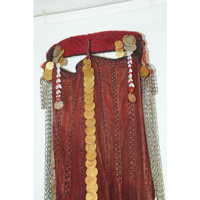 Red Islamic Face Veil, Egyptian Bedouin Desert Garment Nikab Framed Collectible For Sale - Image 8 of 17