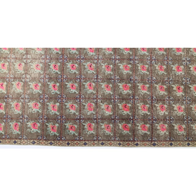 Mid 20th Century Mid 20th Century Modern Tribal Kilim Rug With Floral Grid Motif – Handwoven Heritage With Graphic Symmetry -' 5'' X 7' 7'' For Sale - Image 5 of 10